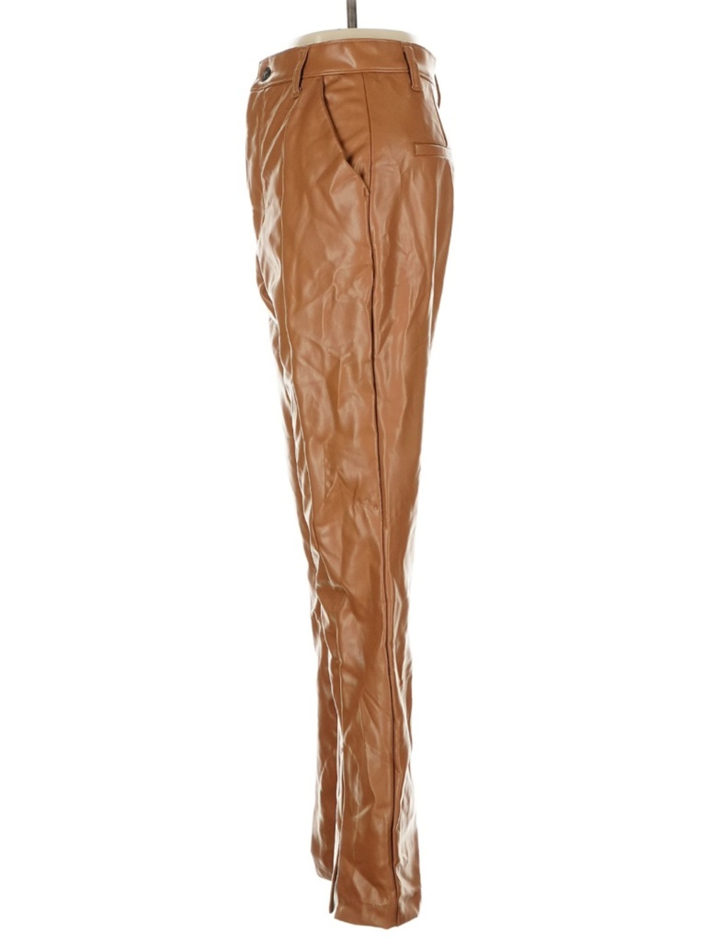 Abercrombie Curve Love Faux Leather Pants Split Hem Ultra High Rise Tan Camel 26 - Picture 5 of 7
